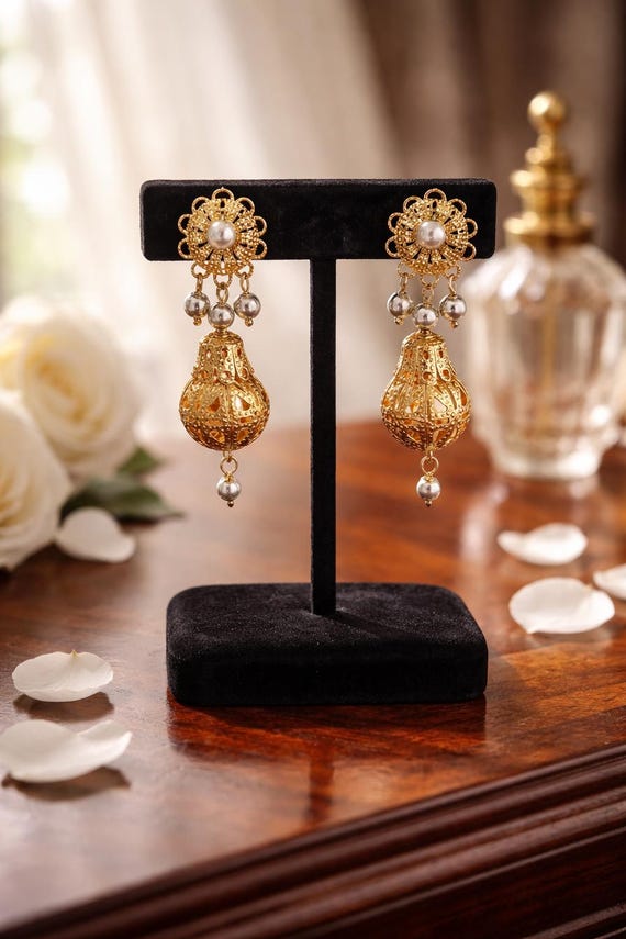 Statement Dangle Baroque Earrings - image 2