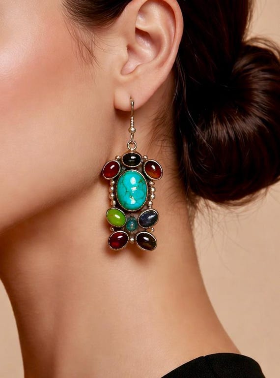 Sterling Silver Statement Dangle Drop Earrings - image 3