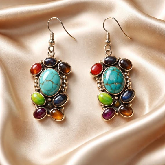 Sterling Silver Statement Dangle Drop Earrings - image 1