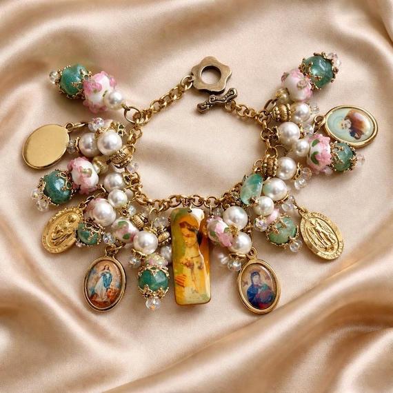 Vintage Statement Religious Charm Bracelet. - image 1