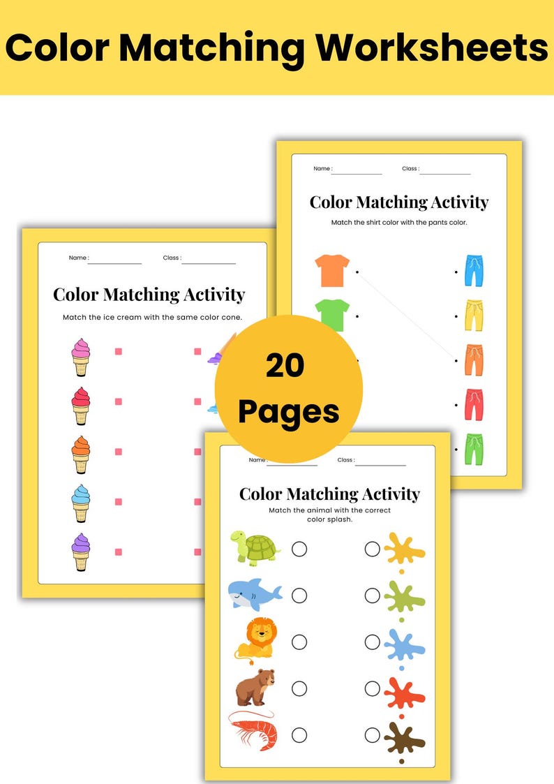 Color Matching Worksheets | 20 Printable Color Learning Activities for ...