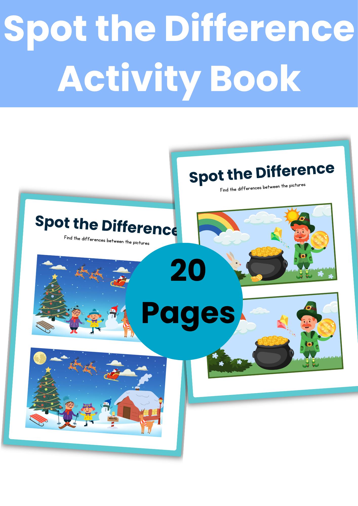 Spot the Difference Activity Book for Kids | Preschool, Kindergarten ...