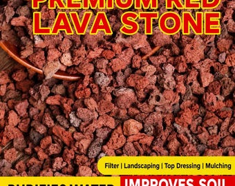 Roca de lava roja para plantas / Enmienda de suelo de piedra volcánica / Drenaje para cactus suculentos (1 libra)