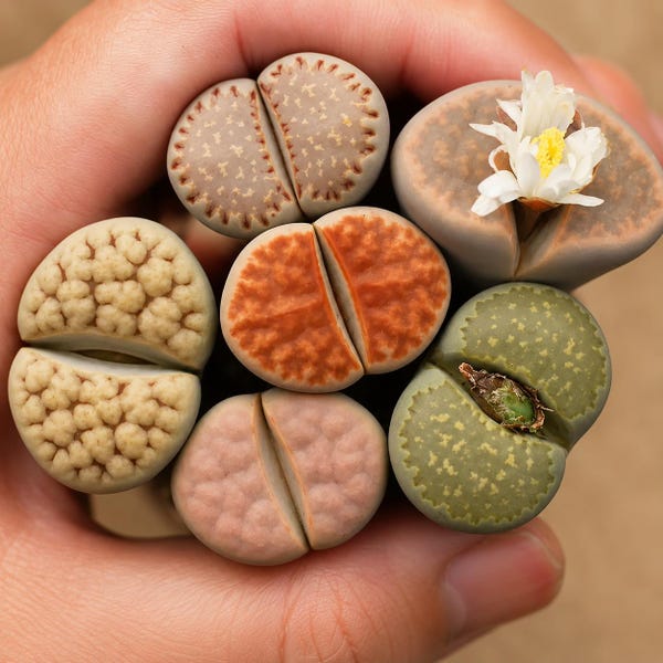 Large Lithops Living Stones | Rare Assorted Color Succulent Plant (2-2.5 CM)