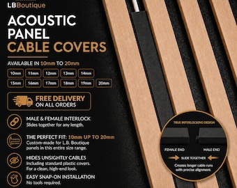 Push Fit Acoustic Panel Cable Duct Cover | Interlocking No-Gap Design | Invisible TV Cable Hider for Slat Walls