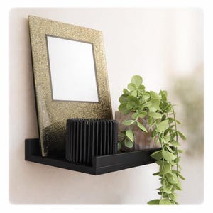 Plank met fotolijst | Mediadisplay voor lamellenwanden | 17 cm zwart