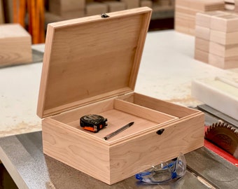 Handmade Wooden Watch Box with Valet Tray - Personalized Laser Engraving