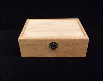 Unfinished Wood Box with Hinges & Latch-8x6x3-unfinished wood box-ready to finish-engravable wood box-personalized laser engraving