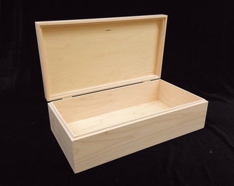 Unfinished Wood Box w/ Hinges-13 3/4 x 7 1/4 x 4-unfinished wood box-ready to finish-engravable wood box-personalized laser engraving