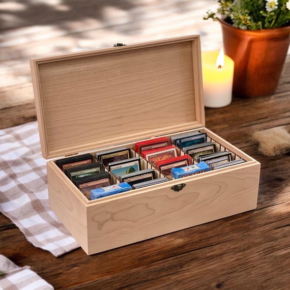 Unfinished Wood Trading Card Deck Box: Customizable Storage With