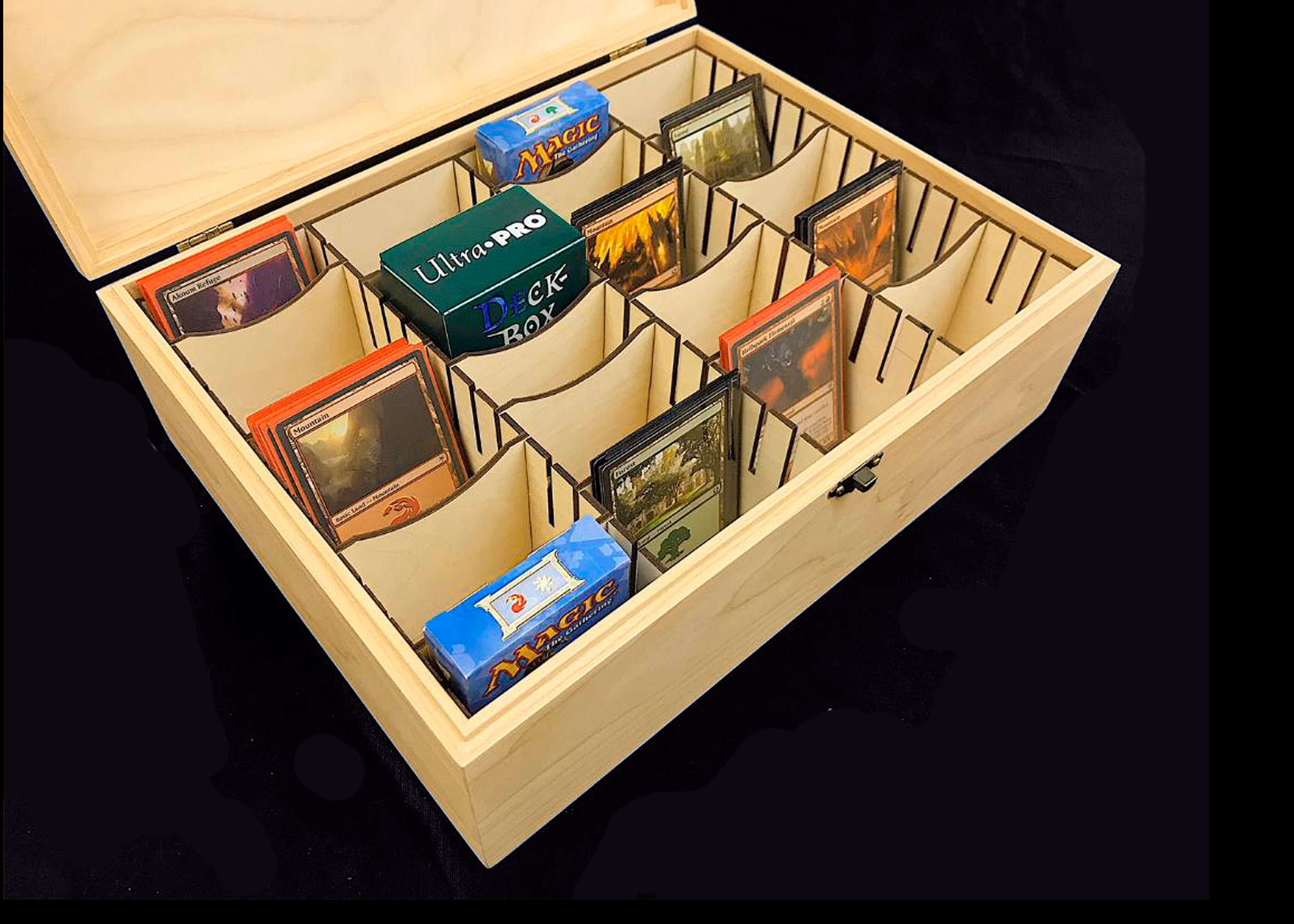 Trading Card Deck Box With Hinges & Latches-10 1/4 X 10 1/4 X 4 3/4 With  Adjustable Dividers-card Storage Case-protects and Organizes -   Singapore