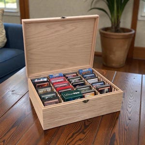 1500+ Card Cube Storage Box | Premium Hardwood Draft Organizer for MTG Commander EDH | Oak Maple Cherry
