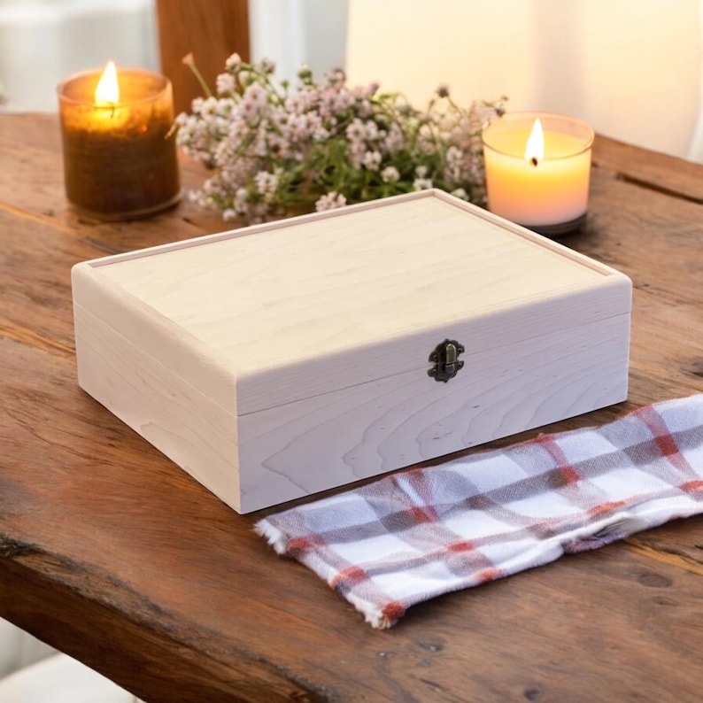 All Natural Wood Tea Box, Personalized Custom Engraved Tea Bag Organizer, Keepsake Storage Chest image 15