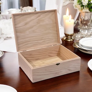 Unfinished Large Wood Box with Lid Handmade Memory Box Engravable Wood Storage Box Personalized Handcrafted Wooden Storage Box