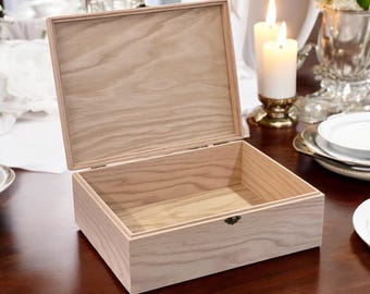 Engravable Unfinished Wood Box: Handmade Keepsake Memory Box