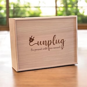 Duże pudełko Unplug Box, rodzinne pudełko do blokowania telefonów, drewniane pudełko do przechowywania telefonów komórkowych, czas oczekiwania na telefon komórkowy, stacja ładowania telefonów komórkowych, spersonalizowane pudełko