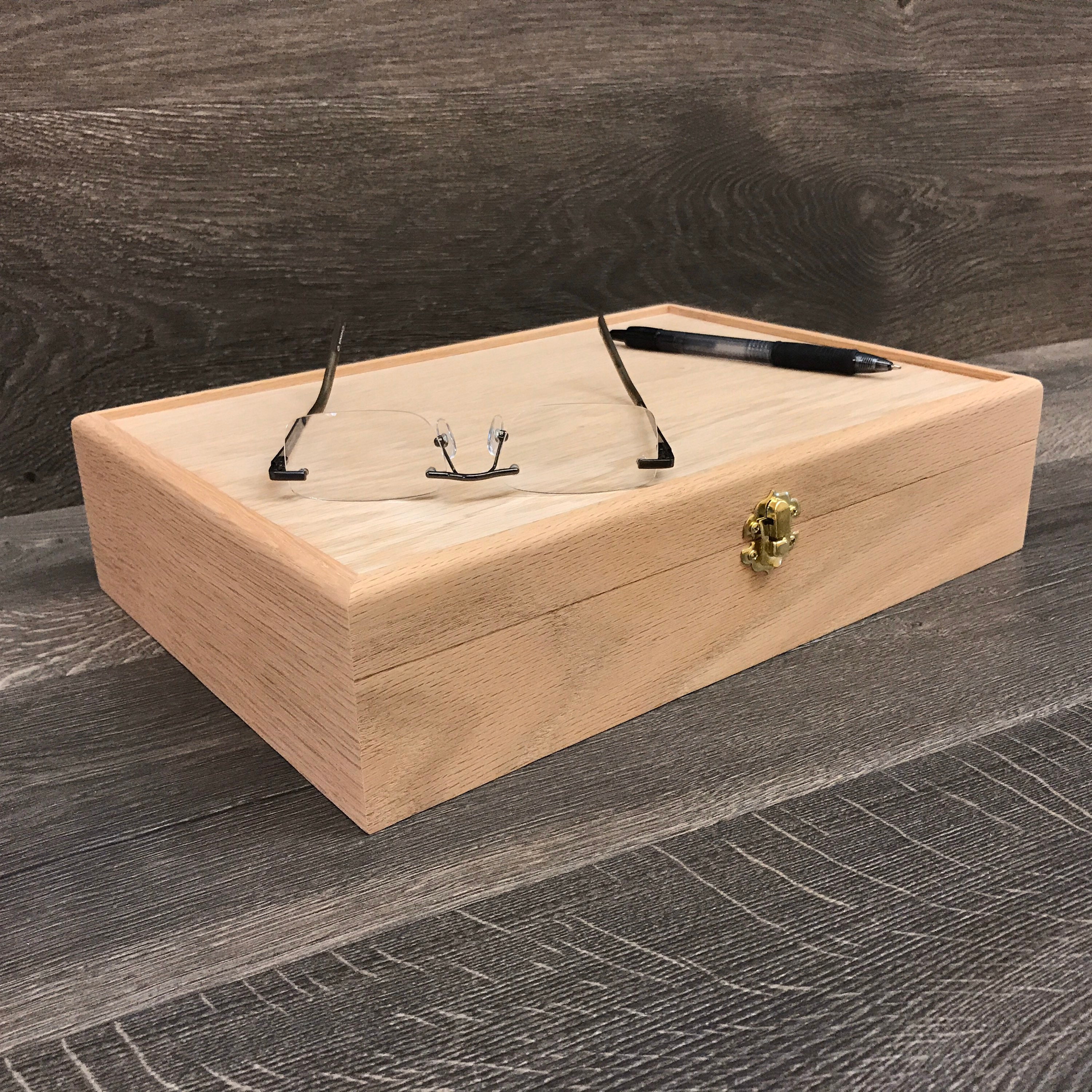 Unfinished Wood Box With Hinges & Tray-10 X 6 X 3 3/4-handmade