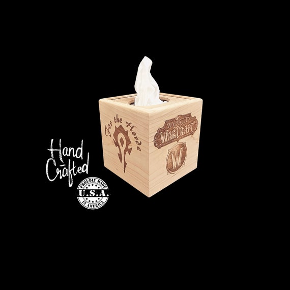 Unfinished Wooden Tissue Box Cover Engraved With World Of Warcraft For The Horde Kleenex Cubes