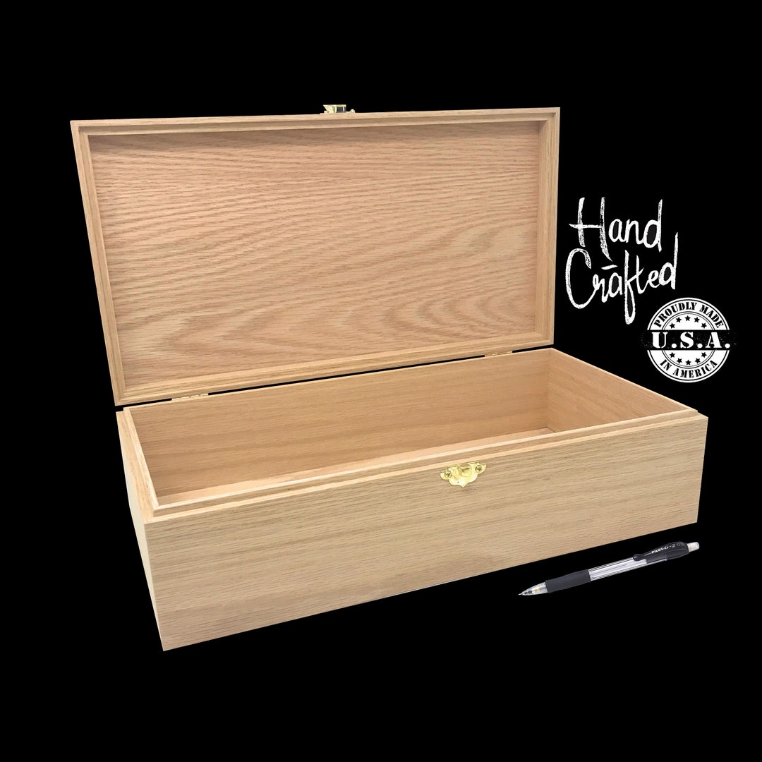 Handcrafted Oak Wood Box With Hinges & Latch (13 3/4 X 7 1/4 X 4) - Etsy