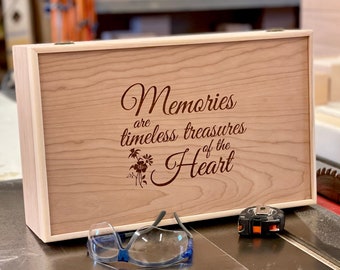 Extra Large Wood Box with Lid-Engraved Memories are Timeless-Handmade-Gifts-Memory Box-Keepsake Box-Personalized-Couple Anniversary Gift