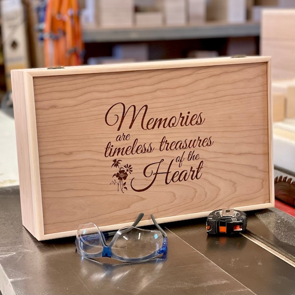 Extra Large Wood Box with Lid-Engraved Memories are Timeless-Handmade-Gifts-Memory Box-Keepsake Box-Personalized-Couple Anniversary Gift