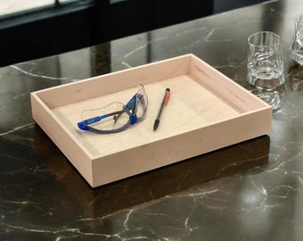 Catchall Tray, Custom Wood Valet, Personalized Mens Gift, All Natural Oak Maple Cherry