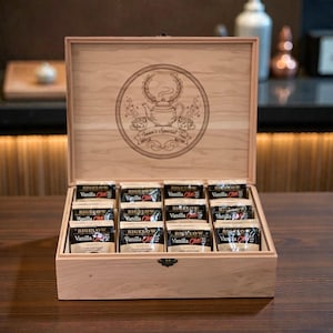 All Natural Wood Tea Box, Personalized Custom Engraved Tea Bag Organizer, Keepsake Storage Chest image 5