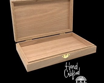 Unfinished Wood Box with Hinges & Latch-10 x 6 x 2-unfinished wood box-ready to finish-engravable wood box-personalized laser engraving