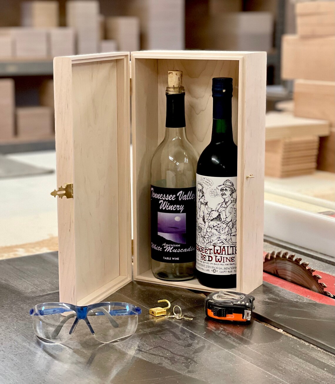 Unfinished Wooden Wine Box W/ Hinges & Lock Holds 2 Bottles Etsy