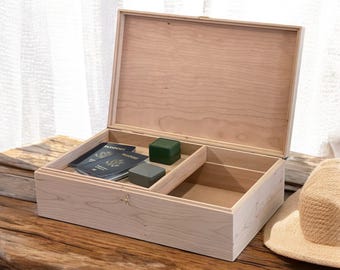 Personalized Wooden Valet Box, Engraved Keepsake for Men