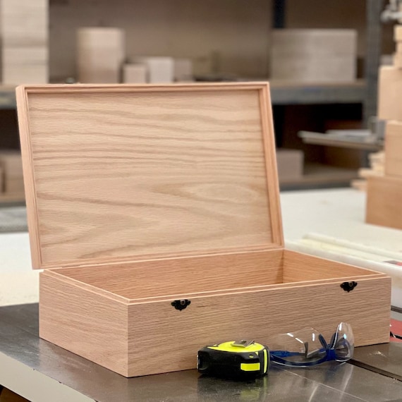 Caja de madera extra grande sin terminar con tapa Regalos-Caja de memoria- Caja de madera grabable-Caja de almacenamiento de madera  personalizada-Hecha a mano caja mostrada en roble -  España