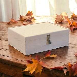 Wood Box with Hinged Lid Large Memory Box Gift for Her Keepsake Box Handcrafted Wooden Storage Box Custom Laser Engraved Wooden Box Handmade