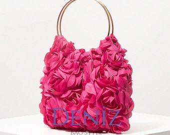 Rose Patterned Pink Handbag