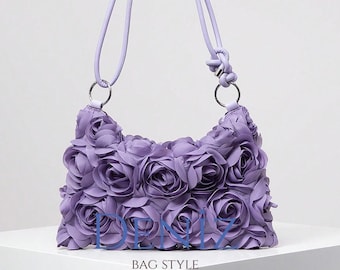 Rose Motif Purple Clutch for Women