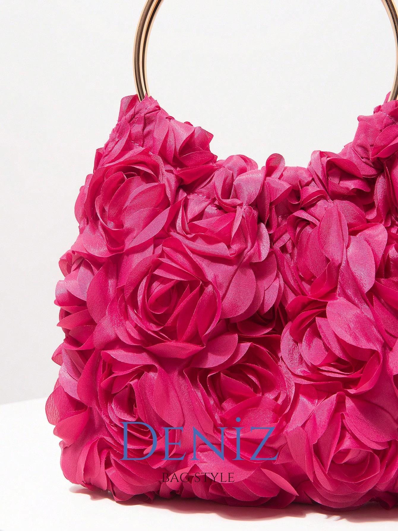 Pink Thread Handbag Rose Patterned Pink Handbag - Etsy