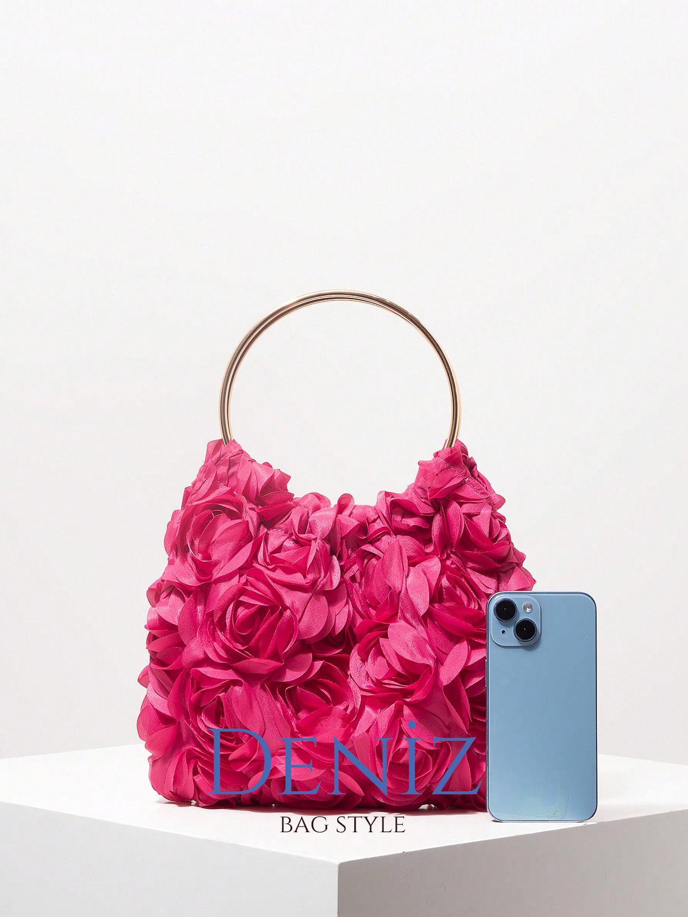 Pink Thread Handbag Rose Patterned Pink Handbag - Etsy