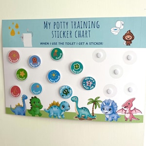 Toddler Boys Potty Training Sticker Chart | Reusable | reward chart | A4 Dinosaur Theme