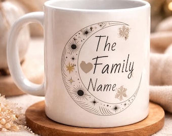 Personalized Family Name Mug | Boho Pampas Floral Ceramic Mug