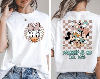 Disney Mickey & Friends Sweatshirt, Vintage Mickey Mouse Crewneck, Retro Checkerboard Disney Pullover, Mickey
