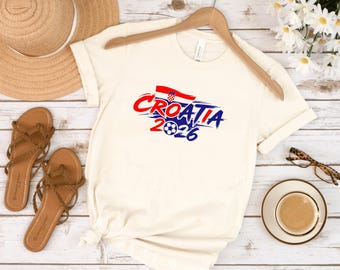 Croatia Football T-Shirt 2026, Croatia Soccer Fan Gift, Croatian Flag Jersey Style Tee, Vatreni Soccer Shirt, Croatia 2026 Men Women Kids