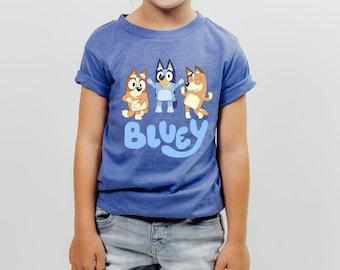 Blue dog Toddler Shirt, Pink Blue dog TShirt for Girls, Cute Cartoon Kids Tee, Blue dog Birthday Shirt, Preschool Blue dog Outfit