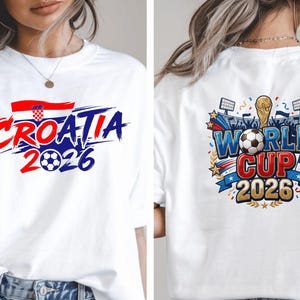 Croatia Football T-Shirt 2026, Croatia Soccer Fan Gift, Croatian Flag Jersey Style Tee, Vatreni Soccer Shirt, Croatia 2026 Men Women Kids image 1