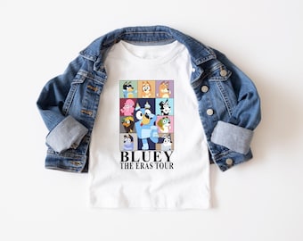 Blue Dog Cartoon Shirt, Cute Blue Shirt, Toddler Blue Dog Shirt, Gift for her