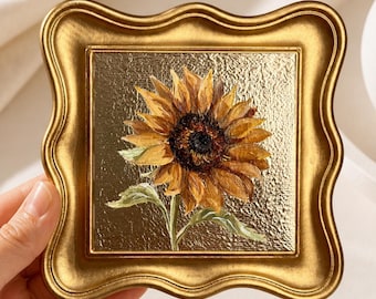 Mini tableau tournesol pour maman, cadre doré, cadeau fête des mères