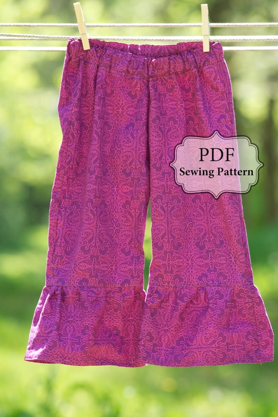 PDF Ruffle Bottom Pants Pattern - Sz. 3m - Girls 6 INSTANT