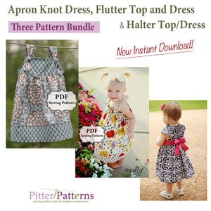 Apron Knot Dress, Halter Dress & Flutter Dress PDF Three Pattern Bundle