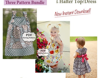 Apron Knot Dress, Halter Dress & Flutter Dress PDF Three Pattern Bundle