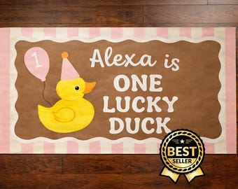 Hand Painted Duck Banner – One Lucky Duck First Birthday Decor