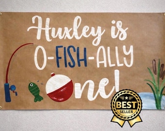 Hand-Painted Fishing Theme Banner - Customizable ofishally one