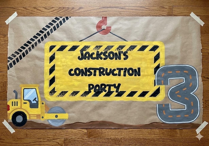 Hand-painted Construction Digging It Party Birthday Banner ...